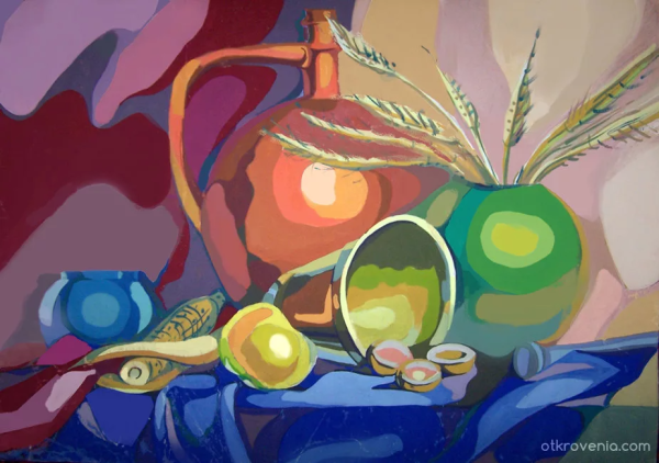 Живопись натюрморт стилизация гуашь