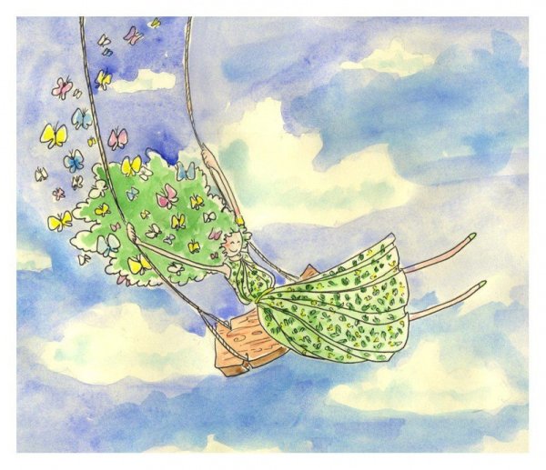 Качели акварель