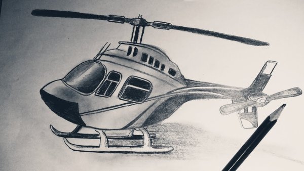 Вертолёт рисунок карандашом