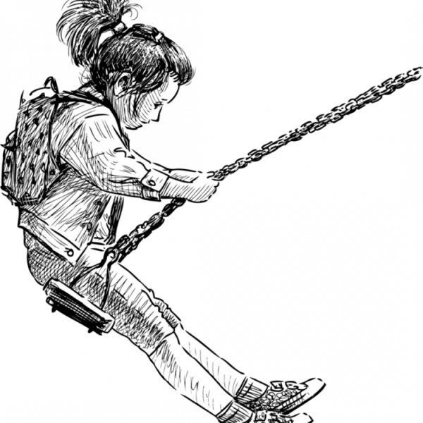 Графика.дети на качелях