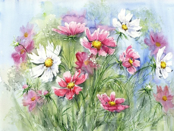 Maria Roszkowska Watercolor акварель цветы
