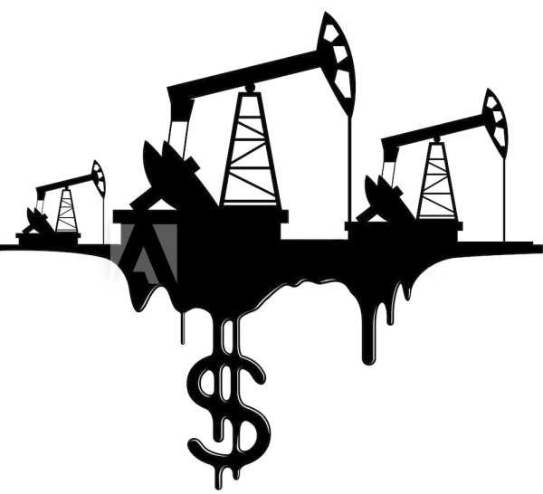 Нефтяная качалка черно белая