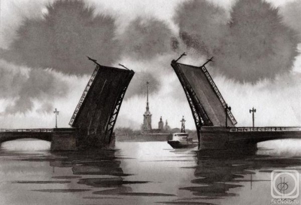 Разводные мосты в Санкт-Петербурге вектор