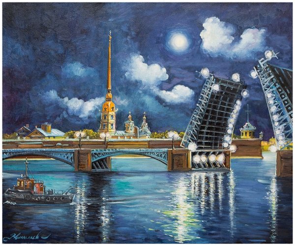 Дворцовый мост акварель