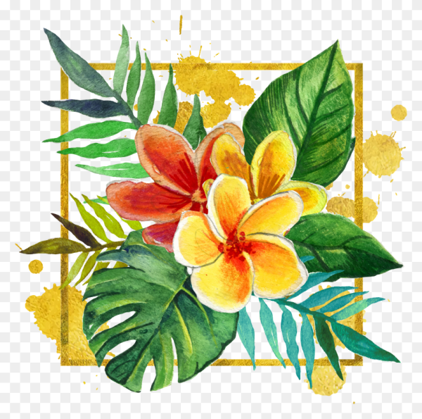 Тропические растения акварель