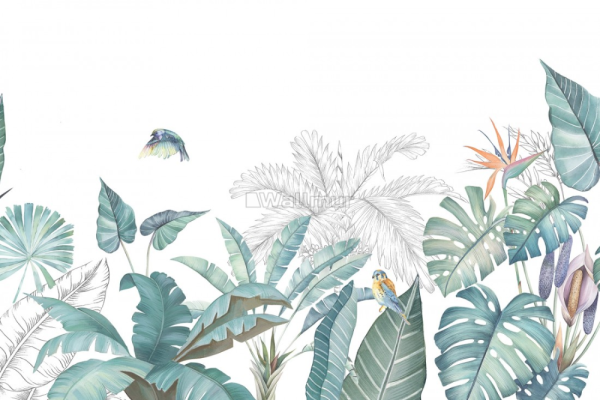 Тропические листья акварелью