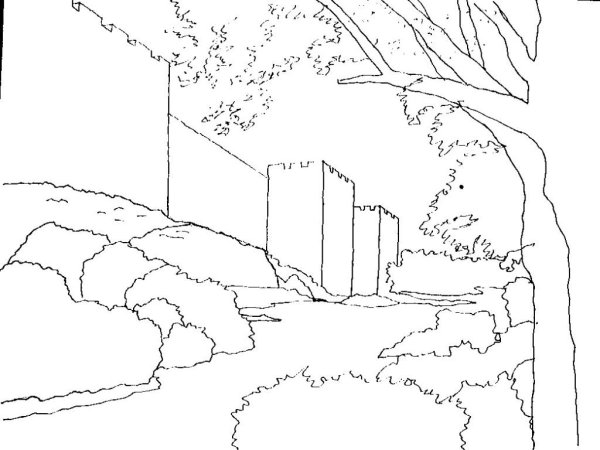 Очертания пейзажа для рисования