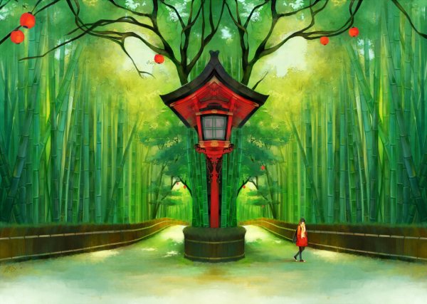 Мультяшный бамбуковый лес