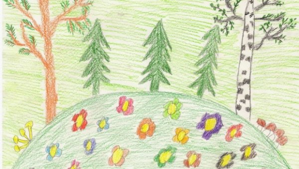 Детские рисунки на тему лес