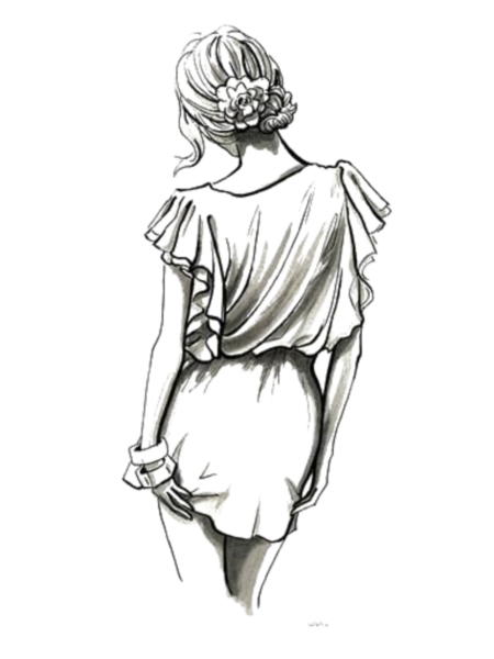 Девушка со спины карандашом