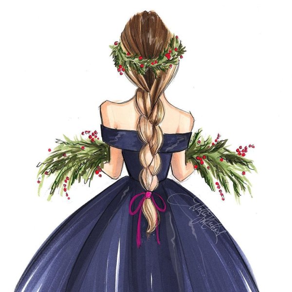 Девушка в платье арт со спины