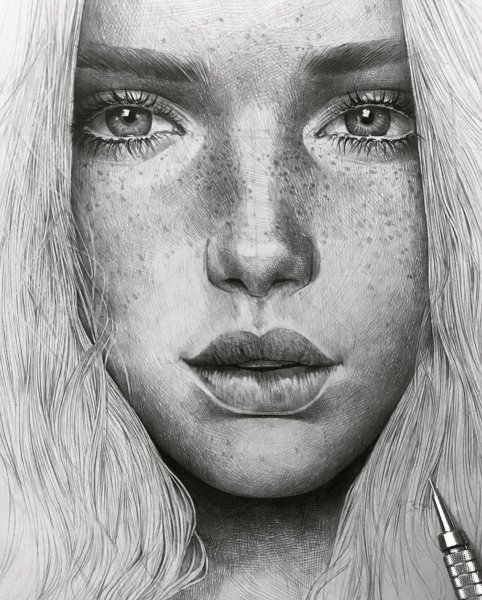 Эскиз лица карандашом
