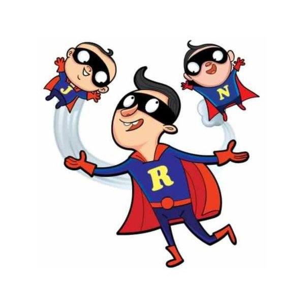 Супергерой папа с детьми