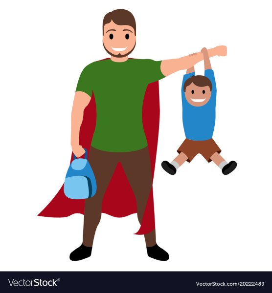 Супергерой папа с детьми