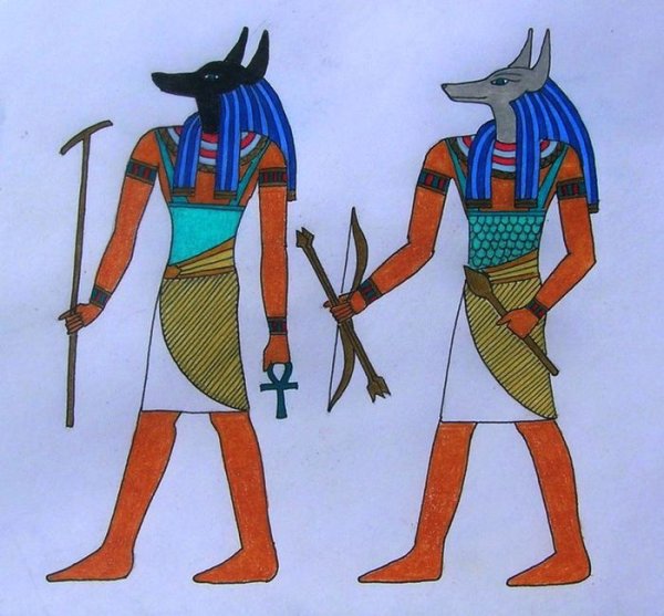 Богиня Бастет и Анубис