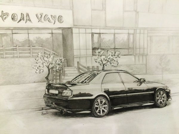 Рисунок Тойота Марк 2 90 сзади