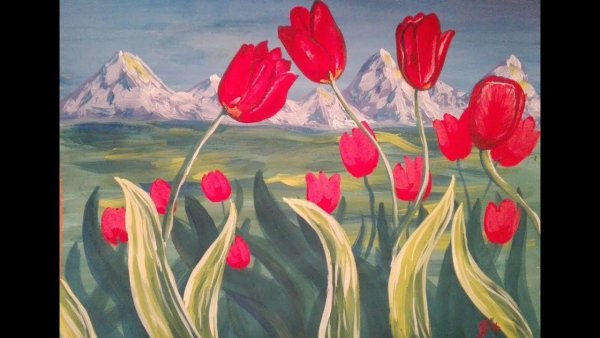 Детский рисунок Луга