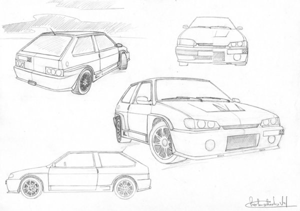 ВАЗ 2114 сбоку рисунок