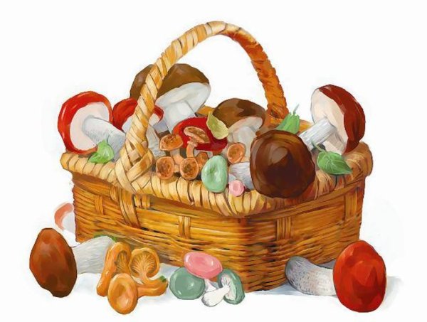 Корзина с грибочками для детей