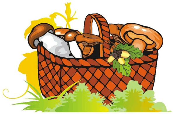 Рисование корзина с грибами
