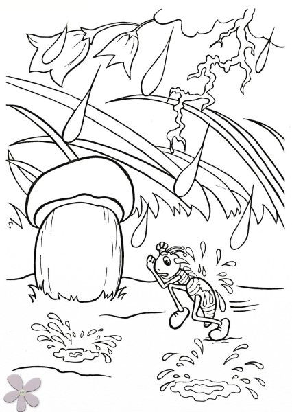 Раскраска по сказке Сутеева под грибом