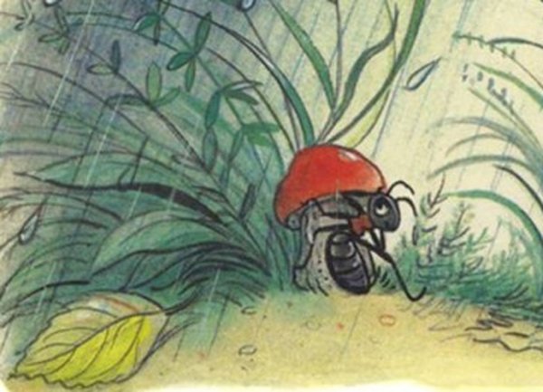 Раскраска к сказке под грибом Сутеев