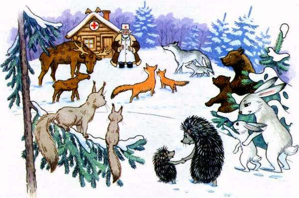 Дикие животные зимой для детей