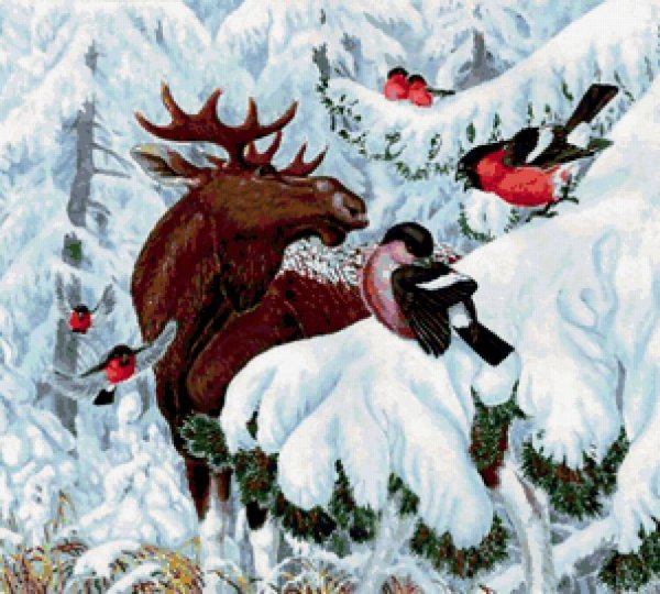 Новогодняя открытка с лосем