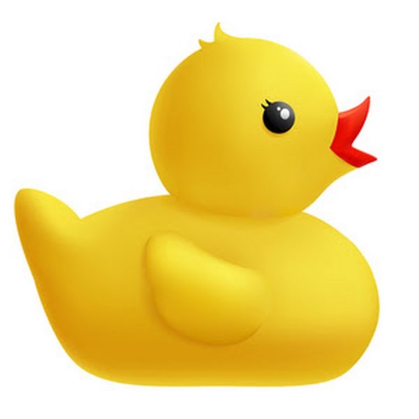 Резиновая уточка на белом фоне