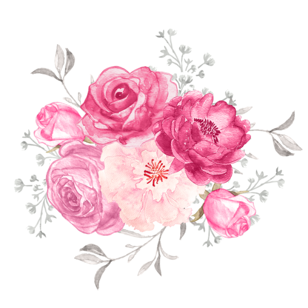 Розовые цветочки акварель