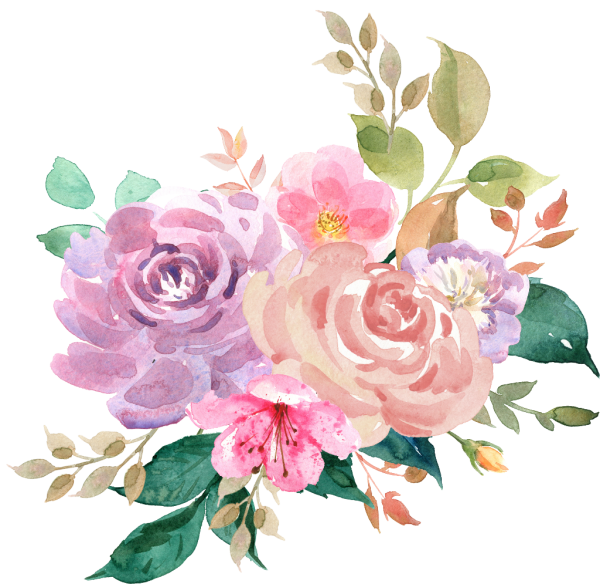 Акварельные цветы на прозрачном фоне
