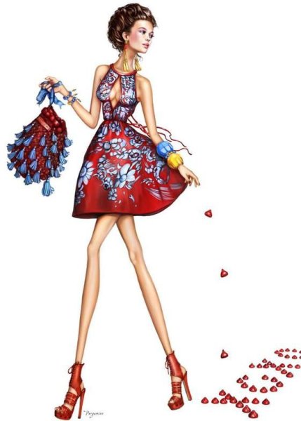 Красивые нарисованные девушки в полный рост