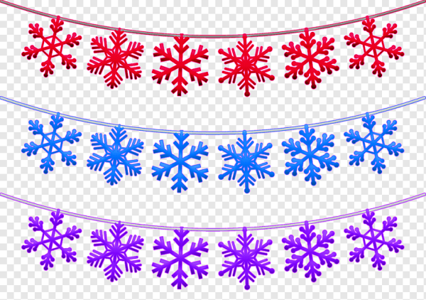 Гирлянда из снежинок на прозрачном фоне