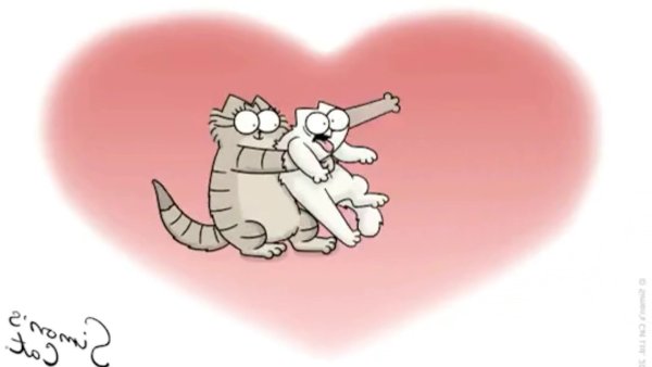 Котики обнимаются мультяшные