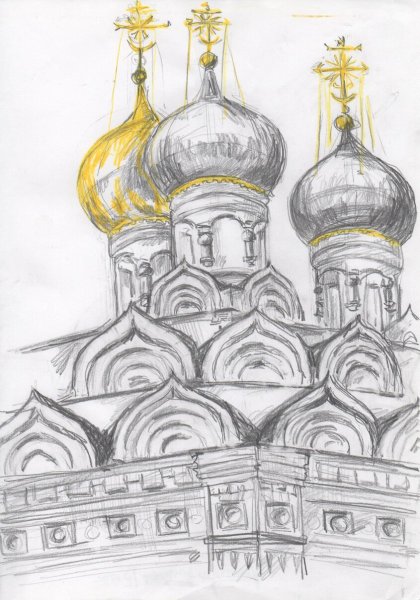 Купол храма карандашом