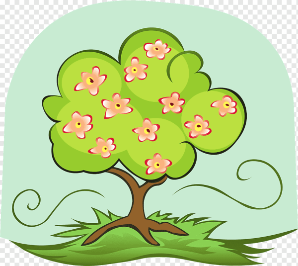 Дерево весной мультяшное