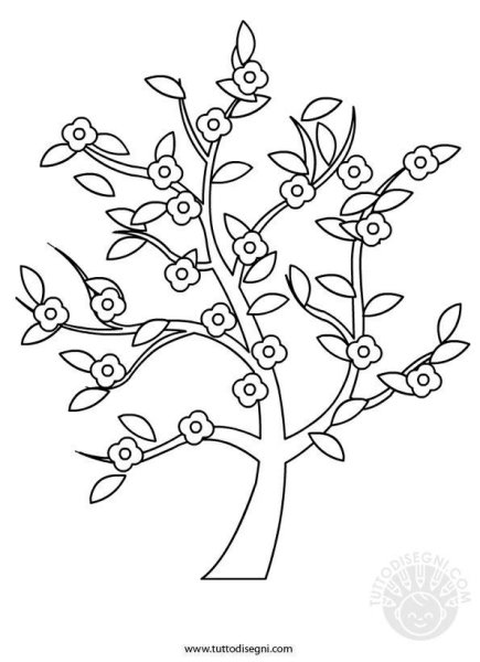 Весеннее дерево раскраска