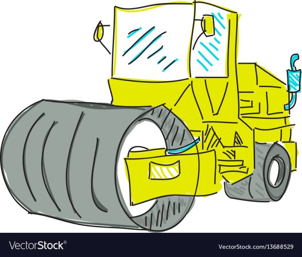 Асфальтоукладчик и каток рисунок