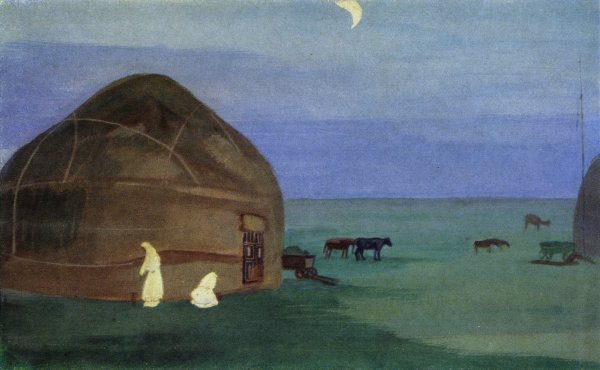 Василий Васильевич Верещагин. Киргизские кибитки на реке Чу.1869-1870