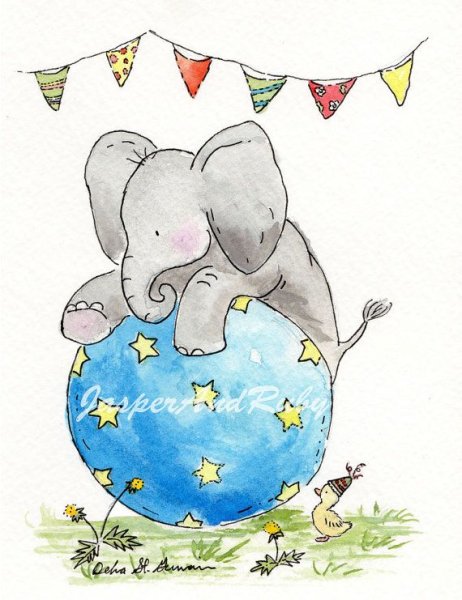 Милые рисуночки на др со Слоником