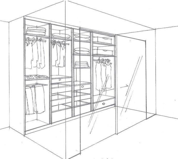 Черно белый шкаф купе в спальню