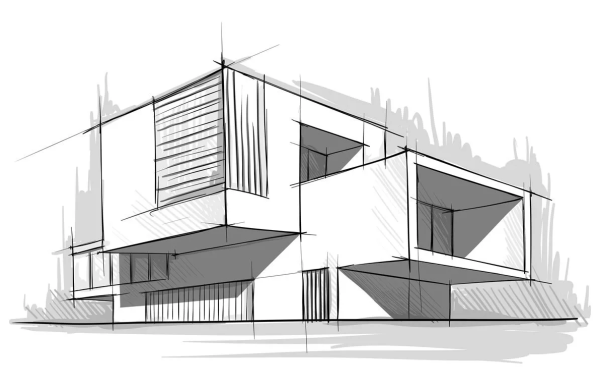 Эскиз здания в современном стиле