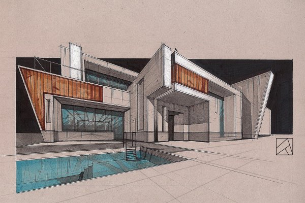 Современный дом карандашом