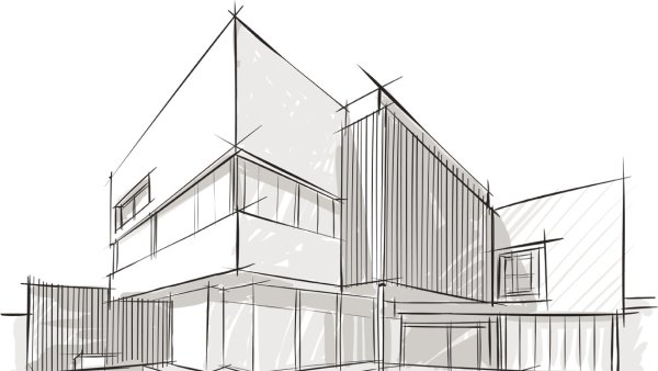 Скетчи современных зданий