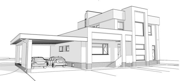 Набросок современного здания