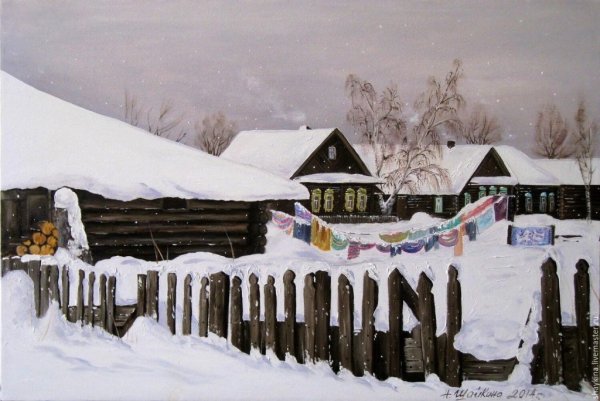 Алмазная живопись набор алмазной вышивки зимняя избушка (аж-1420) 60х40 см