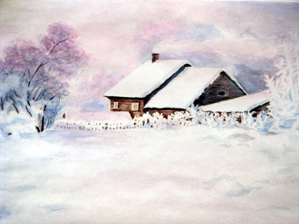 Александр Файвисович художник зимние Деревенские пейзажи