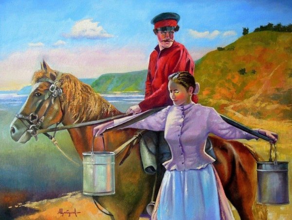 Рисунок казачки карандашом