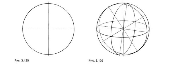 Линейно-конструктивный рисунок шара