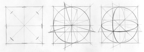 Врезка шара в куб снизу